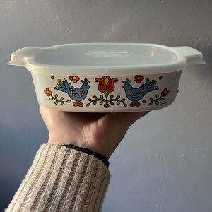 Corningware Vintage 1970s Country Festival Lidded Dish